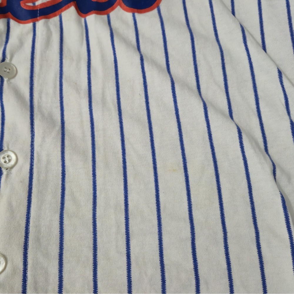 Vintage 80s New York Mets Rawlings Pinstripe MLB Button Jersey Blank Size L USA - Picture 3 of 8